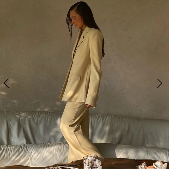 Danielle Bernstein classic stretch herringbone twilight trousers in buttermilk - Picture 2 of 6